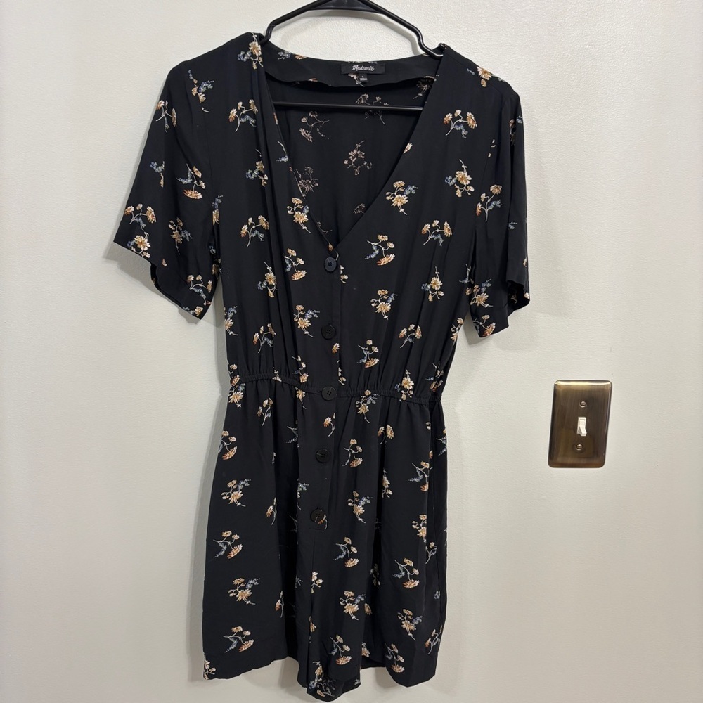 Madewell Black Floral Print Top